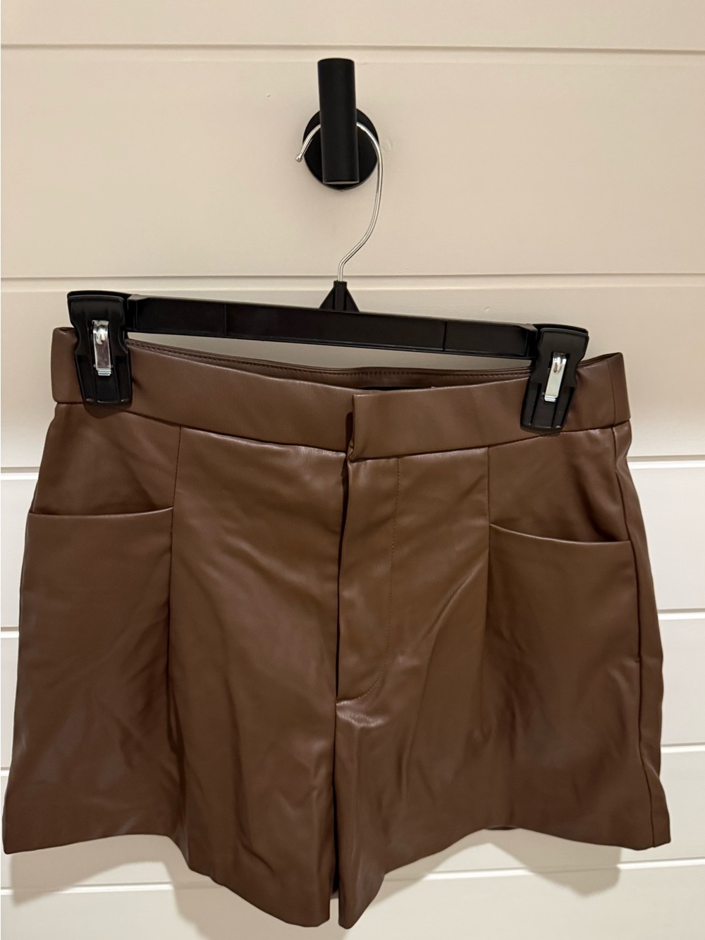 Zara Brown Faux Leather High Waist Shorts
